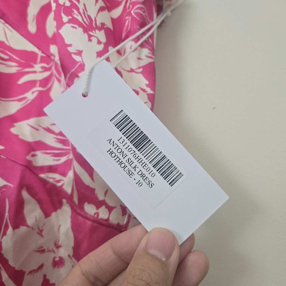 NEW Reformation Antoni Silk Dress Size 10 Hothouse Pink Floral NWT - Picture 8 of 9